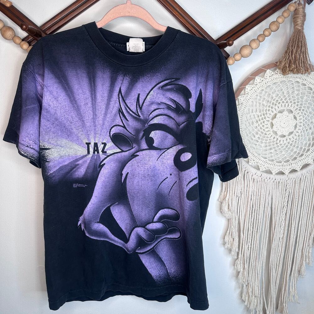 Vintage Looney Tunes 1996 Purple Taz Big Print T